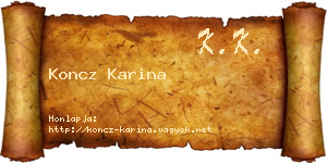 Koncz Karina névjegykártya